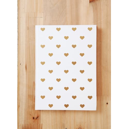 Heart on Gold Foil in White Journal Planner
